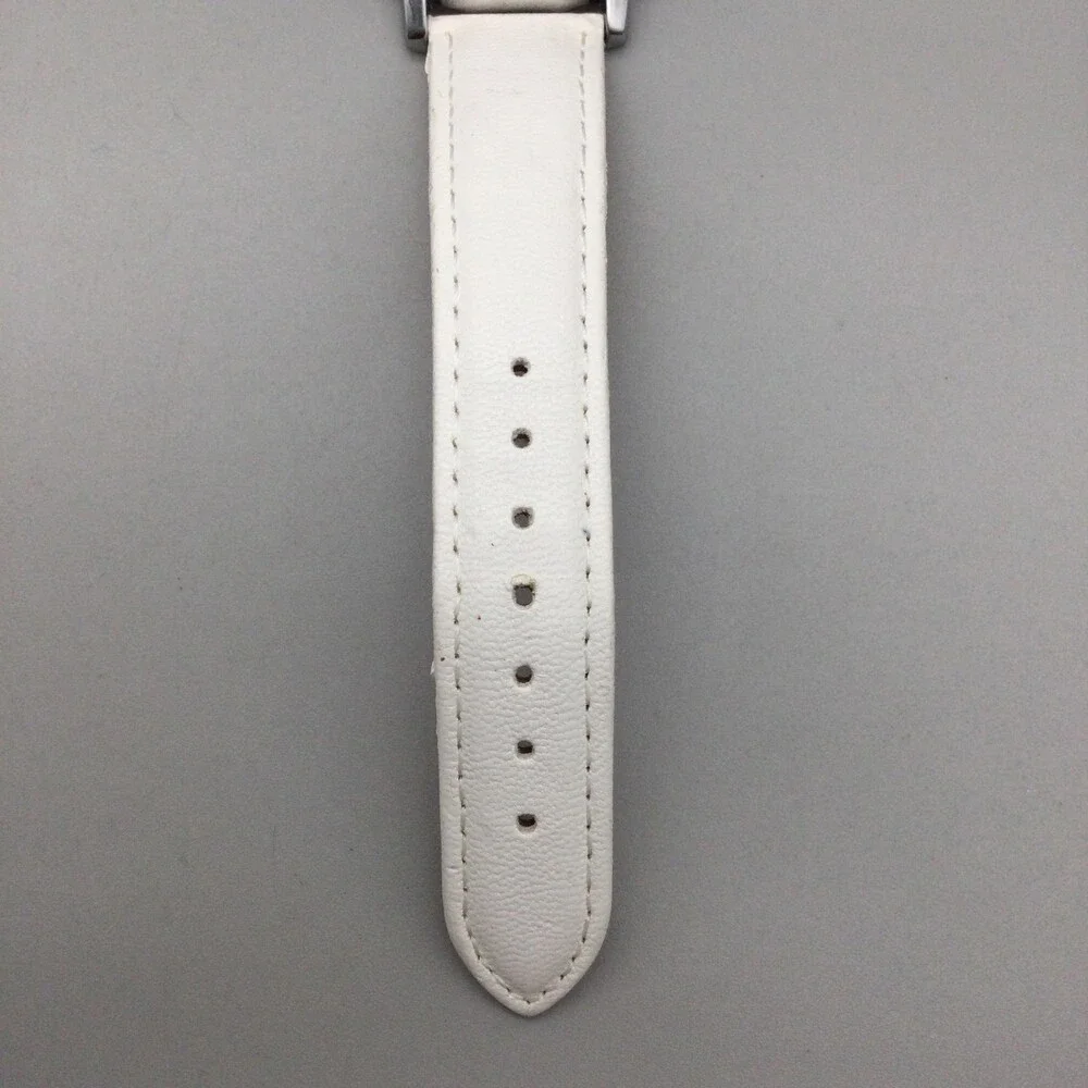 Anne Klein Womens Watch 36mm Cream Dial Leather Band Silver Tone New Battery